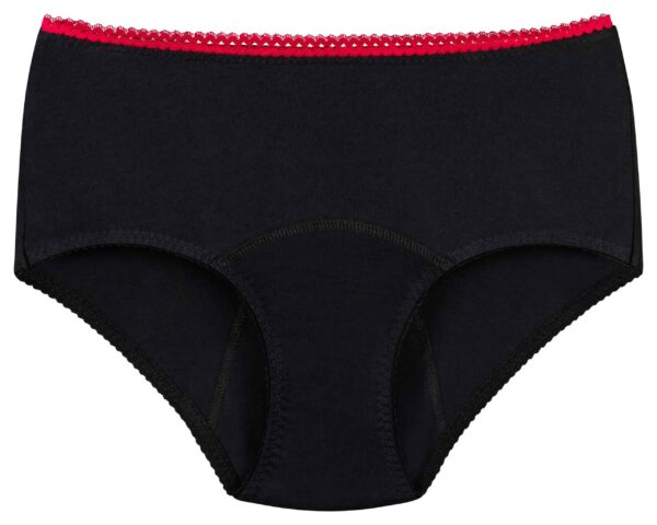 Periodenslip Panty schwarz mit roter Spitze